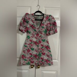 Ganni Sugar Plum Floral Jacquard Dress